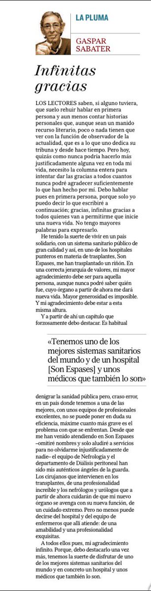 SonEspases's tweet photo. "Infinitas gracias", un artículo de Gaspar Sabater publicado hoy en  el @elmundobaleares #Gracias https://t.co/xwHnHj6RI9