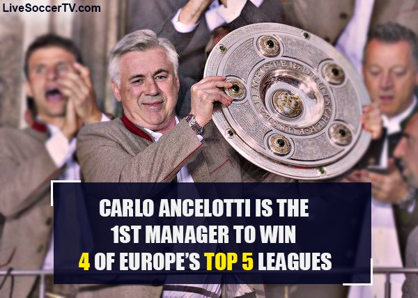 The manager who has won the league in  ,  ,  , and  turns 5 8 Happy birthday, Carlo Ancelotti  
