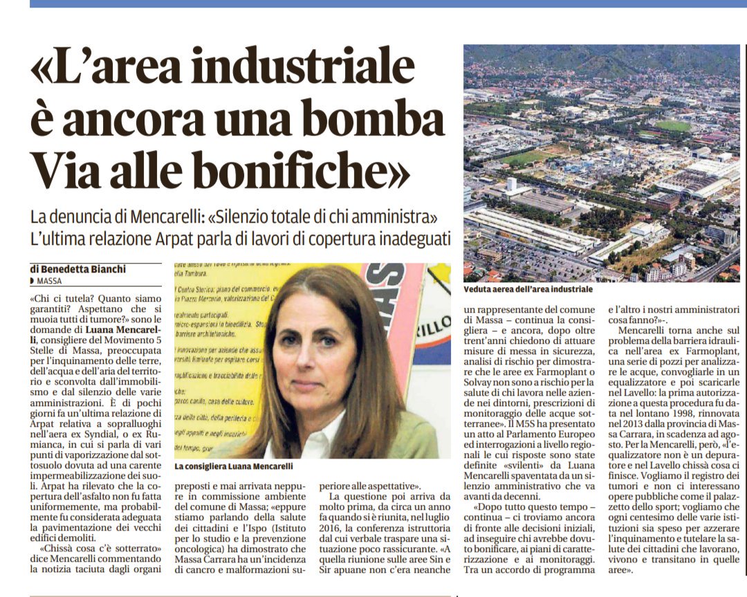 Massa5Stelle's tweet photo. @LuanaMencarelli @GiannarelliM5S @Toscana5Stelle #bonificasubito https://t.co/TZjFDEyBG7