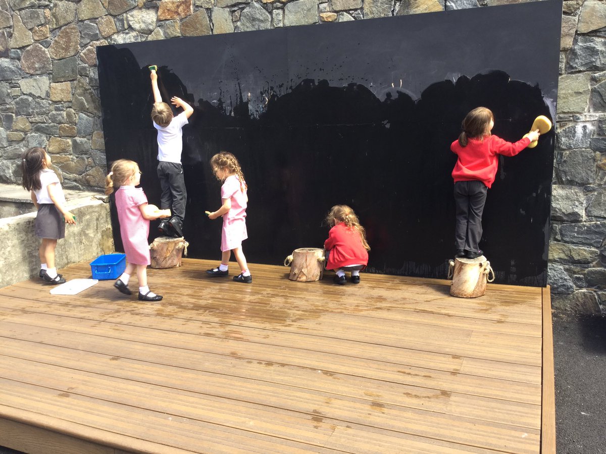 Cleaning the blackboard ready for next week! Great helpers and great gross motor skills development 😃
