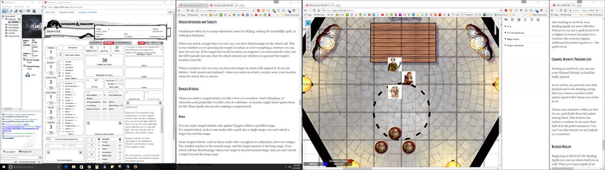 heyitsGamble's tweet image. @roll20app #dnd #greatwebdesign Prepped for Bi-Coastal game! Love the Game info sites text change to fit windows, max all my monitor space