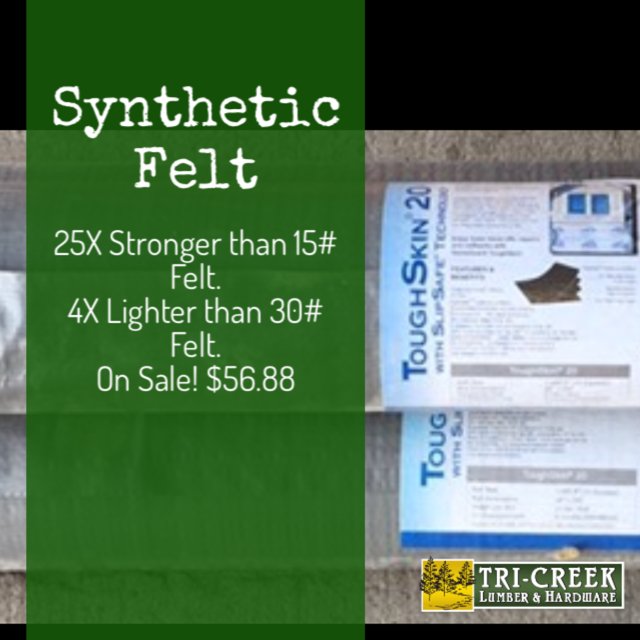 Our Synthetic Felt is currently on sale for only $56.88 per roll. Hurry in! While supplies last. #roof #sale #felt