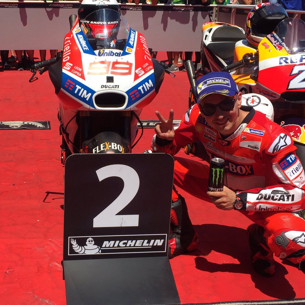 First row (2nd) for first time as a Ducati rider! Not a bad day at 'home'! #CatalanGP #MotoGP #ForzaDucati #DucatiTeam