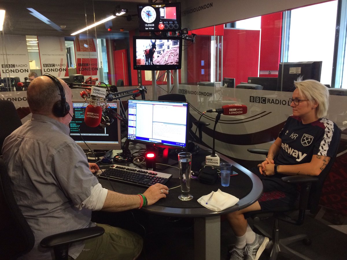 BBCLondonSport's tweet photo. We're focusing on Women's football this half hour, with Karen Ray from @westhamladies joining us in the studio https://t.co/kJ7xWKS6jJ