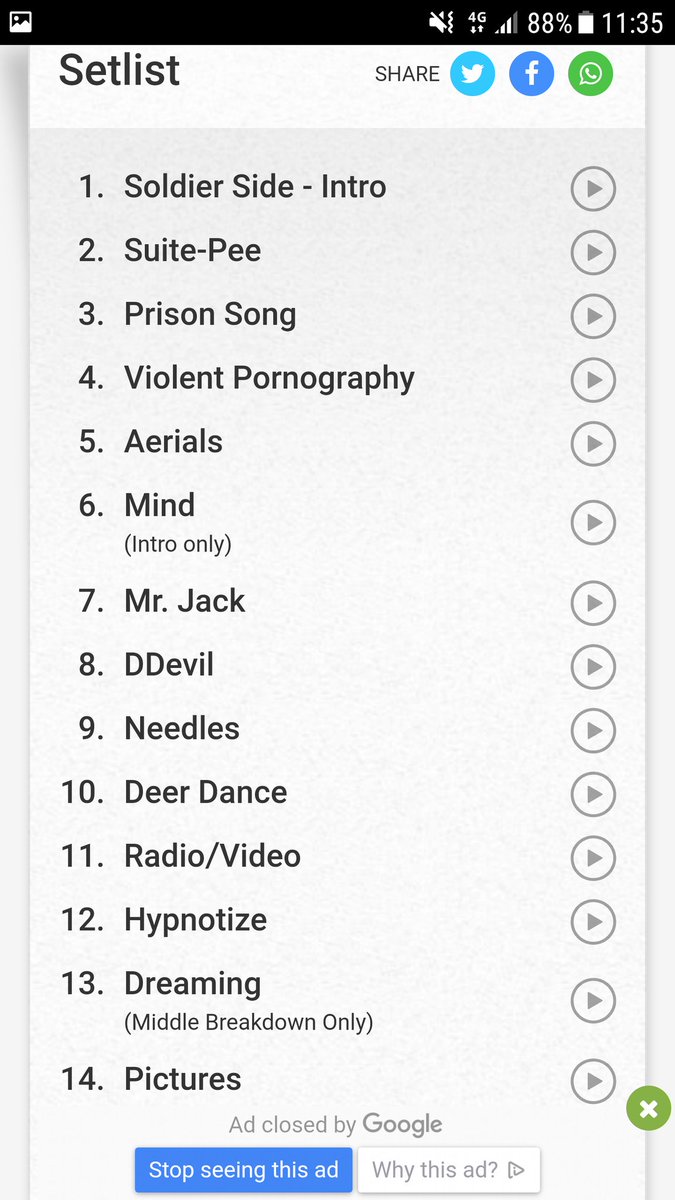 SoundCheck_Pod's tweet image. A 30 song setlist from @systemofadown at Download last night.... why weren't we there again?