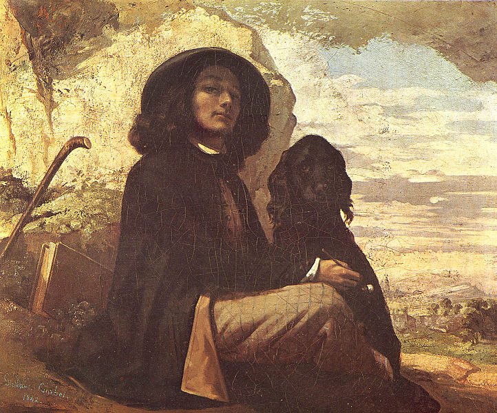 Сегодня день рождения Гюстава Курбе (1819—1877). «Автопортрет с чёрной собакой». 1842г. Холст, масло. 44×54см. Малый дворец. Париж.