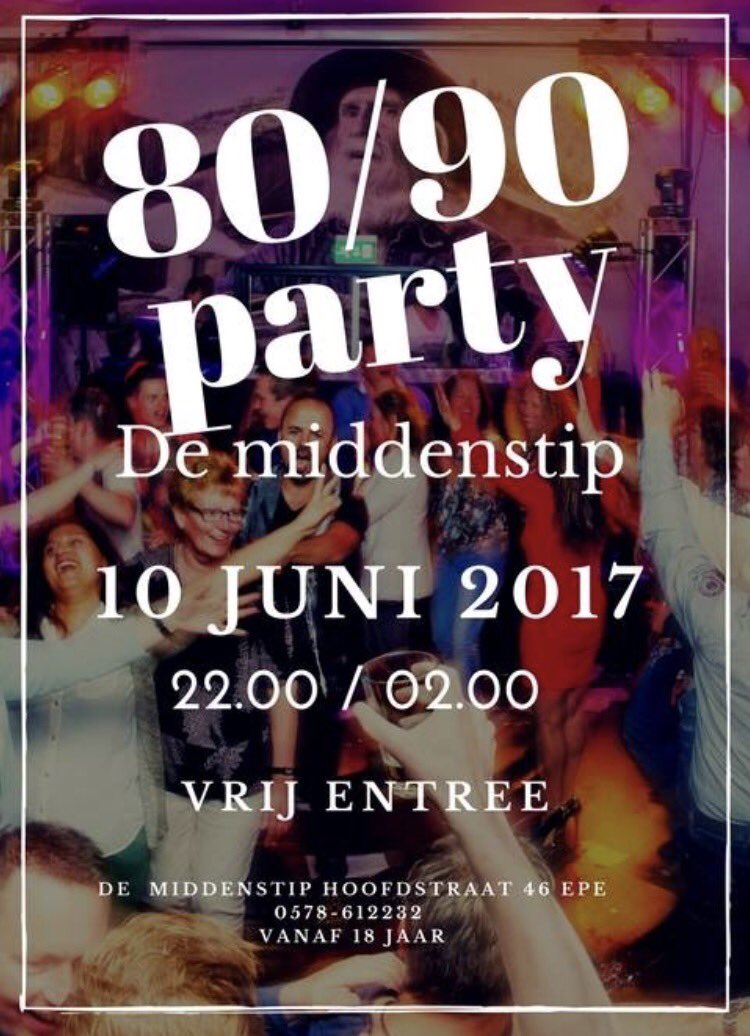 🎧 DJ Martijn ✌️
📍<a href="/demiddenstip/">de Middenstip lunch, dining & More</a> (Epe)
🔊 80's &amp; 90's Party
🕰 22u - 02u
✅ Gratis Entree
➡️ CU! 

#DJ #GIG #80s #90s #Epe #teamBPM <a href="/djopjefeest/">djopjefeest.nl</a>