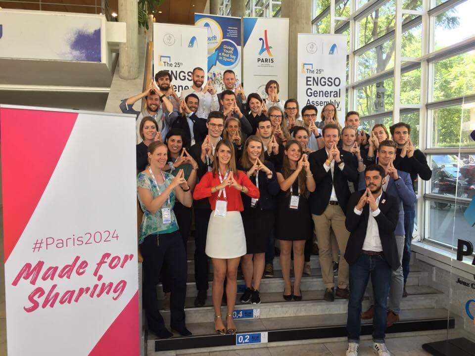 EngsoYouth's tweet photo. All European #YouthSport @EngsoYouth network supporting @Paris2024 #madeforsharing during #ENGSOGA2017 #CNOSF https://t.co/2uDwPGJzOF