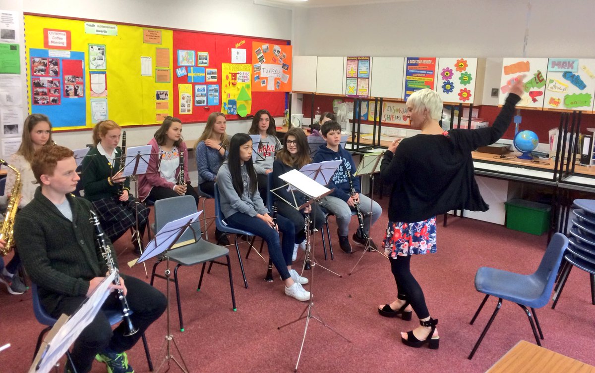 BBCSSO's tweet photo. Borders Youth Orchestra being put through their paces. John Adams, Stravinsky and Beethoven in the mix today...  🎶
#Galashiels #BBCTenPieces https://t.co/G9LKg6Trnd