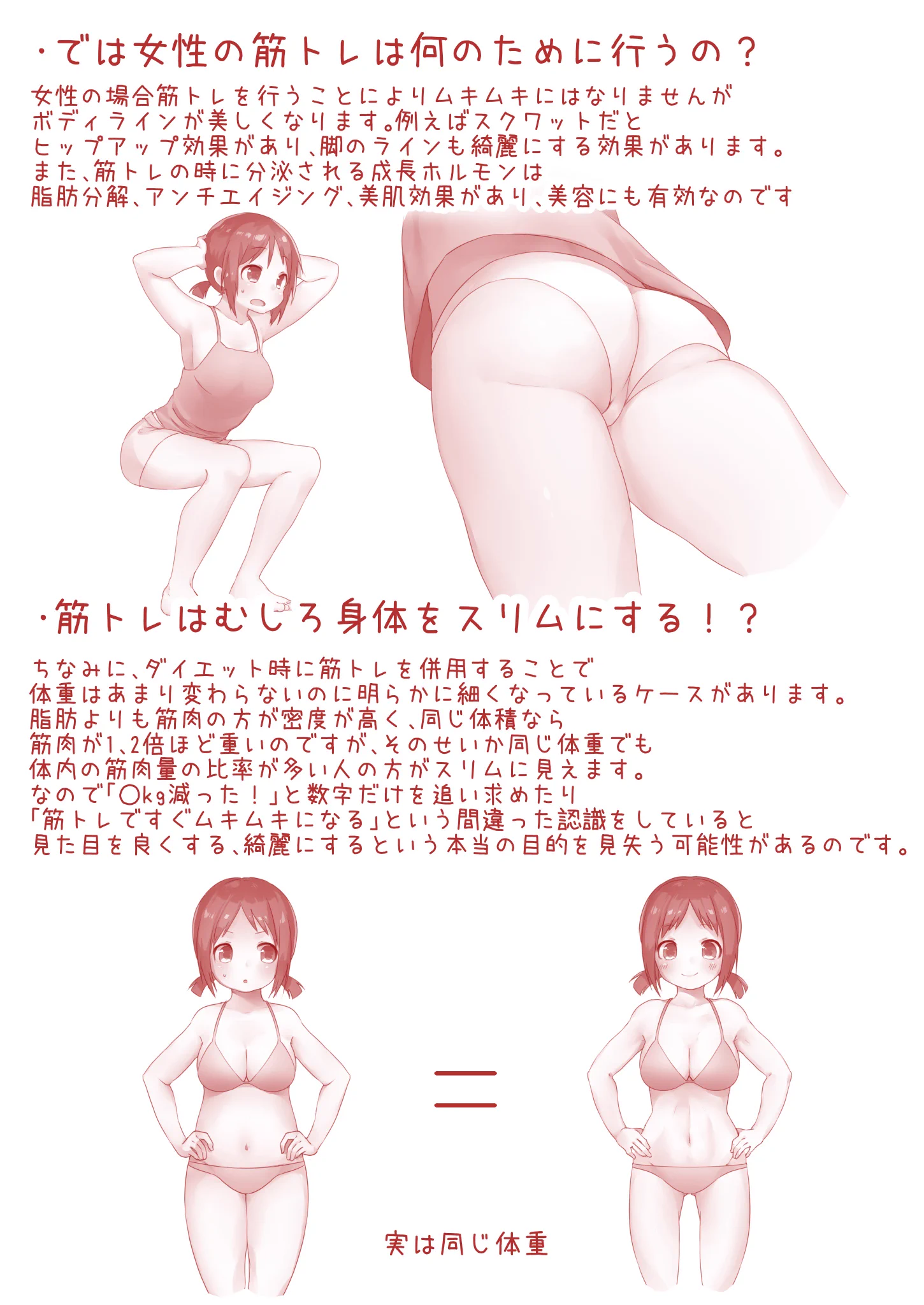 筋トレするとムキムキになると思ってる女子へ！痩せたいなら筋トレをするべしｗ