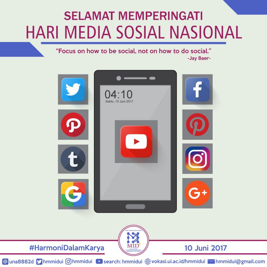 HMMIDUI's tweet image. Selamat Hari Media Sosial Nasional! @dpmvokasiui @BEMVokasi_UI @HMVokomUI @HIMTAUI @HIMADMUI @HMRK_UI @HMVA_UI  #HarmoniDalamKarya