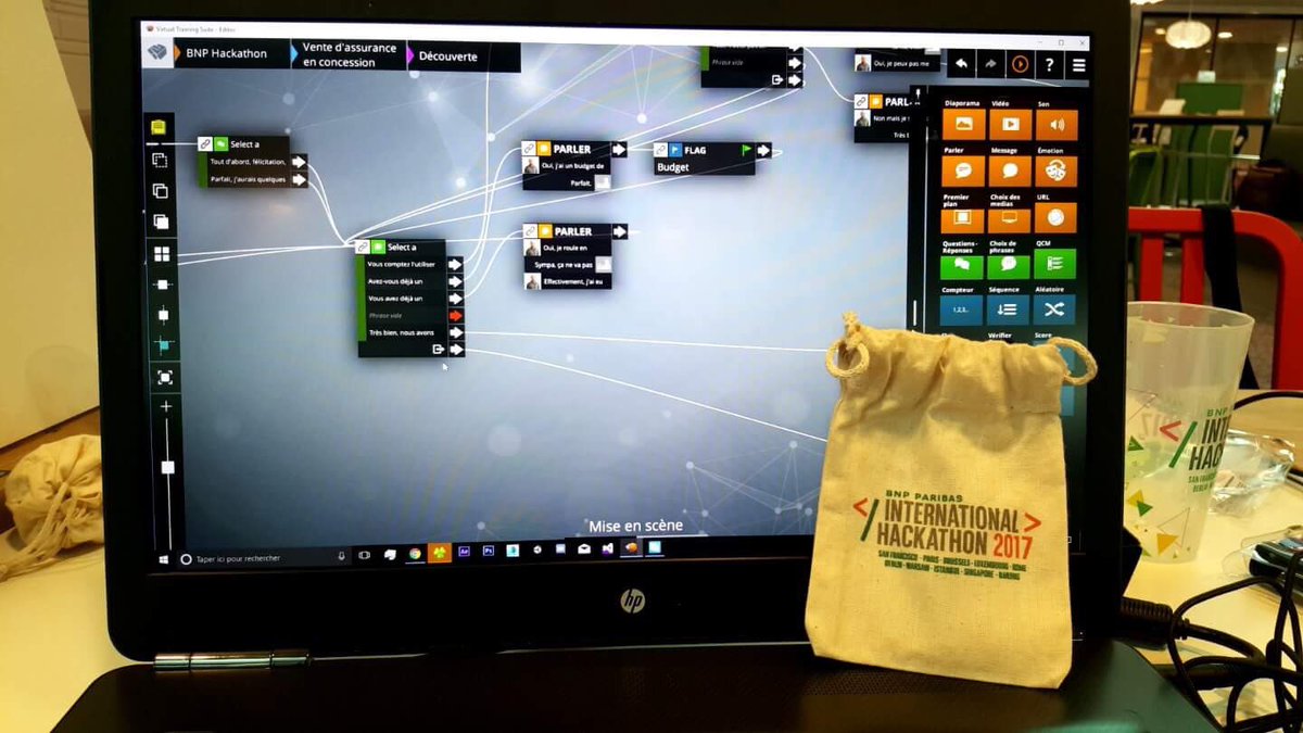 Serious_Factory's tweet photo. Avec #SeriousFactory et le logiciel auteur @VTSEditor c'est facile de créer des #seriousgames au #internationalhackathon ! Merci @BNPParibas https://t.co/YR5l7u4UUF