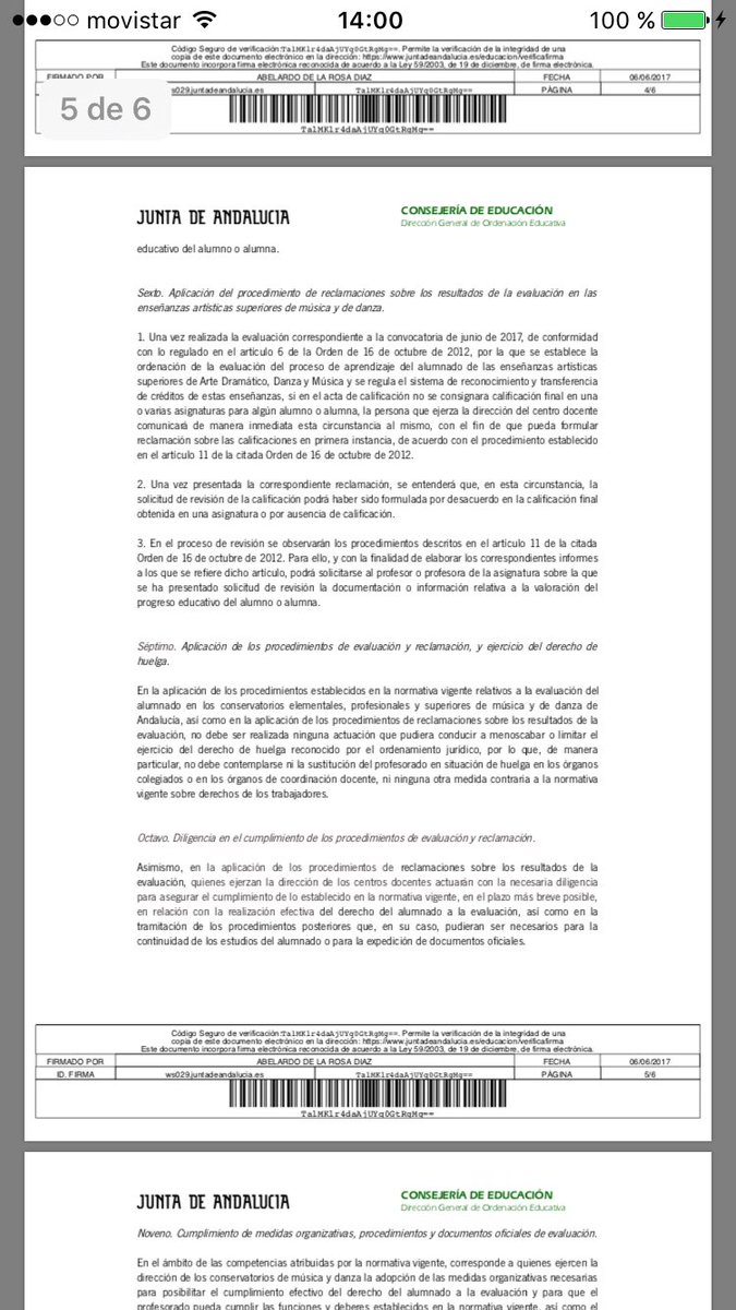 RititaLaCantaor's tweet photo. @AbelardoDGOE Esto lo ha firmado usted 2de2 RESPONSABILIDADES YA!!! #StopOposConservatorio2017 https://t.co/mawIc8Edak