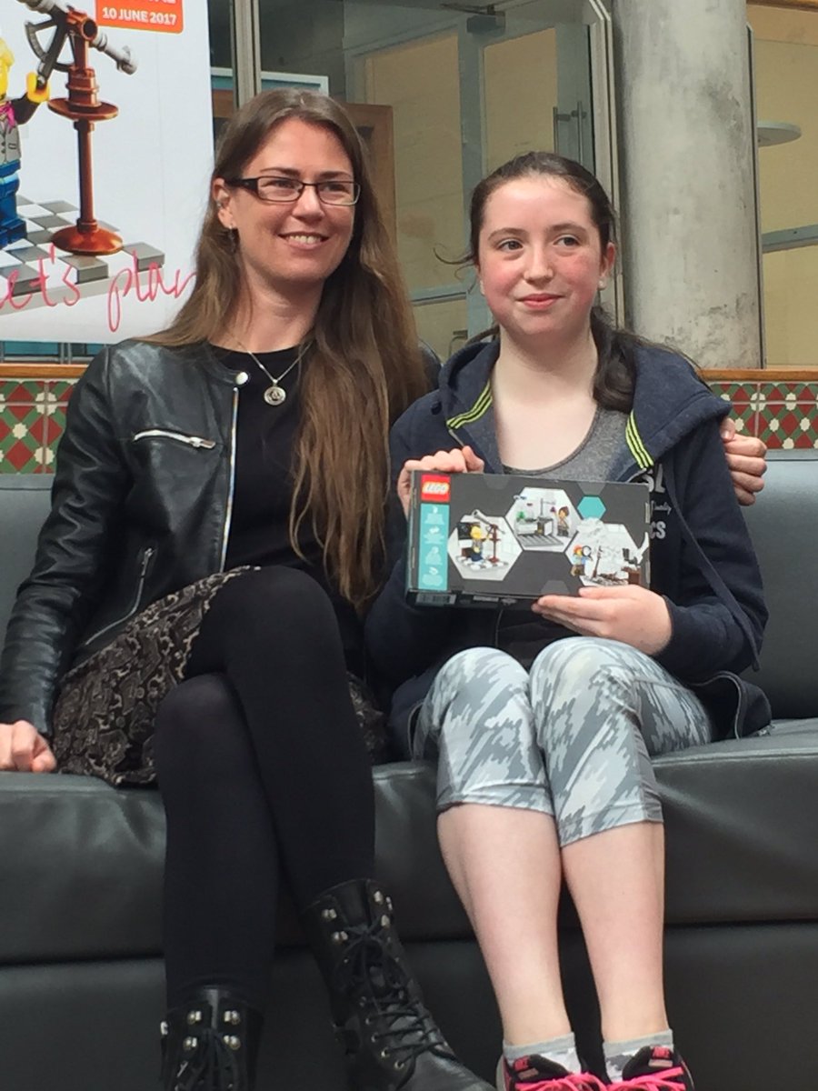 UCDClinRes's tweet image. Katie with dr Ellen kooijman, creator of lego research institute #UCDfestival
