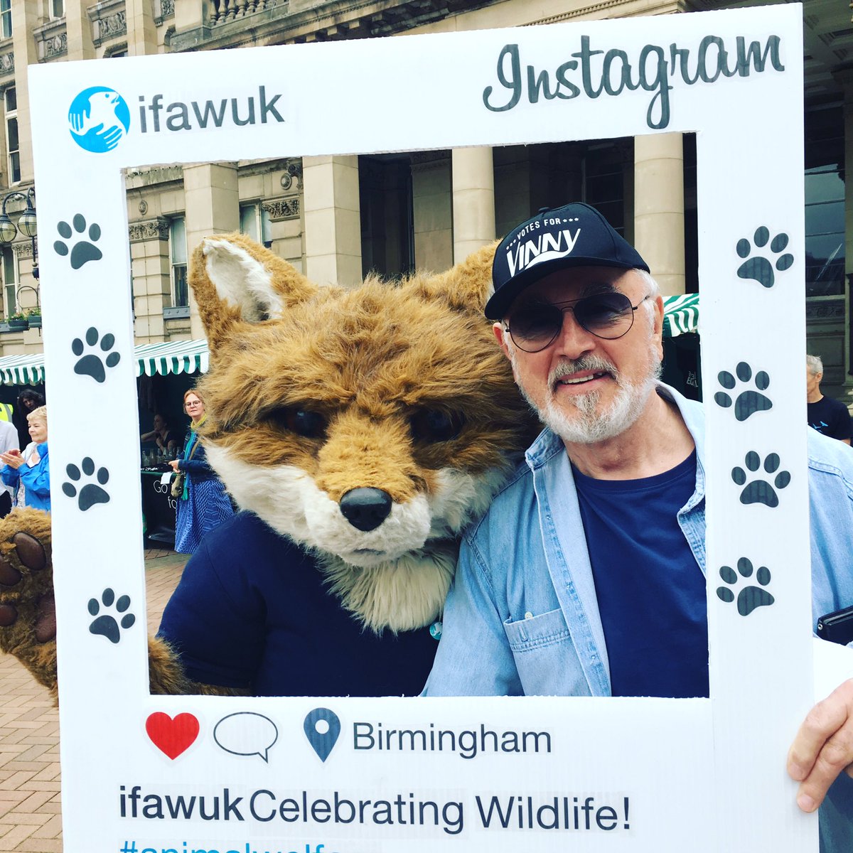 IFAWUK's tweet photo. Freddy and the amazing animal advocate @PeterEgan6 celebrating our wildlife at #GoWildBham #AnimalWelfare https://t.co/Uigwz52qsb