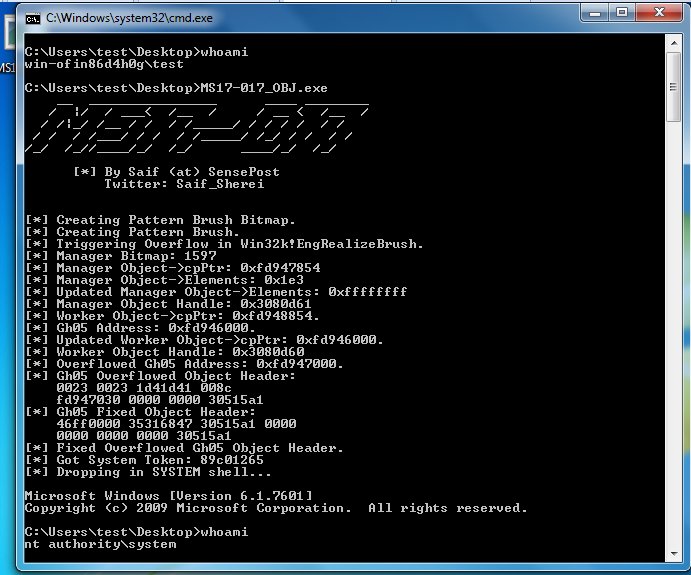 Mod MS17-017 exploit to use newly discovered relative/arbitrary kernel mem r/w technique, will be disclosed <a href="/defcon/">DEF CON</a> defcon.org/html/defcon-25…
