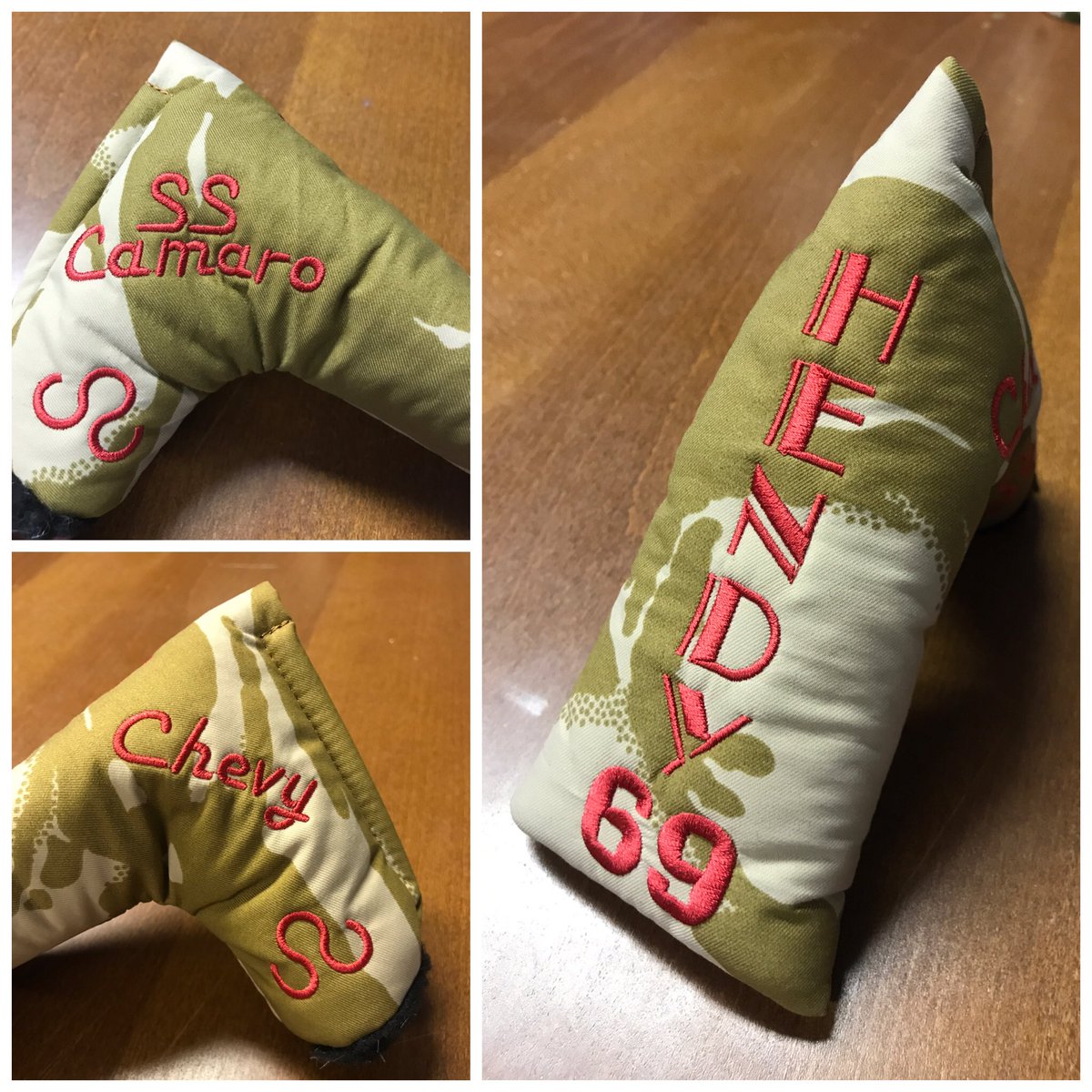 ScottReadman's tweet photo. Cover made for @hendygolf from military spec goretex desert camo. It's all about the red 69 Camaro! 🚗 #headcover #golf https://t.co/skCxeiSCfZ