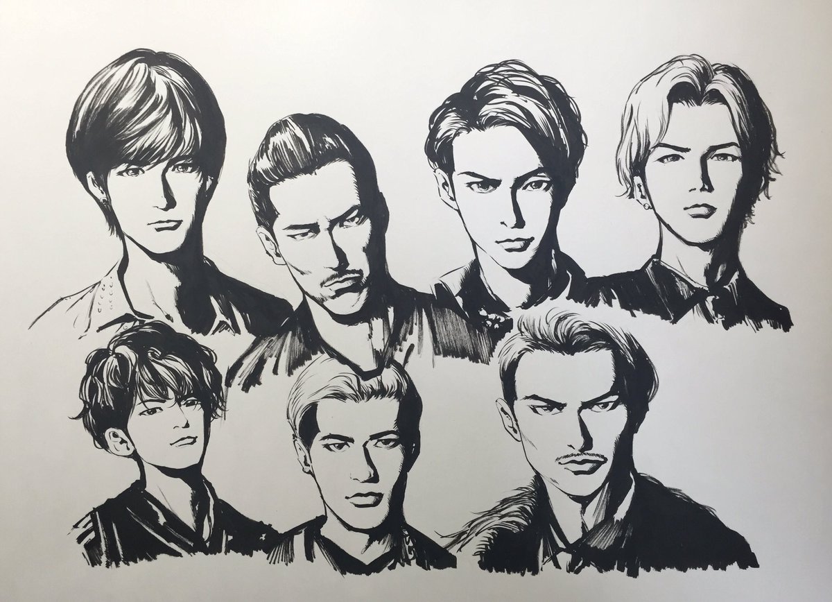 吉村拓也 イラスト講座 Ar Twitter 筆ペンで三代目jsoulbrothers を描いてみた Youtube に動画をアップしましたので リンクから見てみてください T Co 9no0a4azgz 完成イラスト はこんな感じです