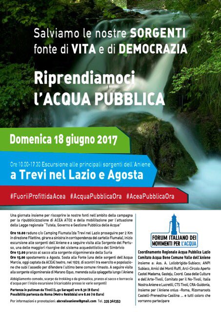 @CoordRomaAcqua 👍ci saremo il 13/6 a #Roma e 18/6 con @acquavallaniene perché l'acqua è vita  e oggi come nel #Referendum2011 vogliamo solo #acquapubblica