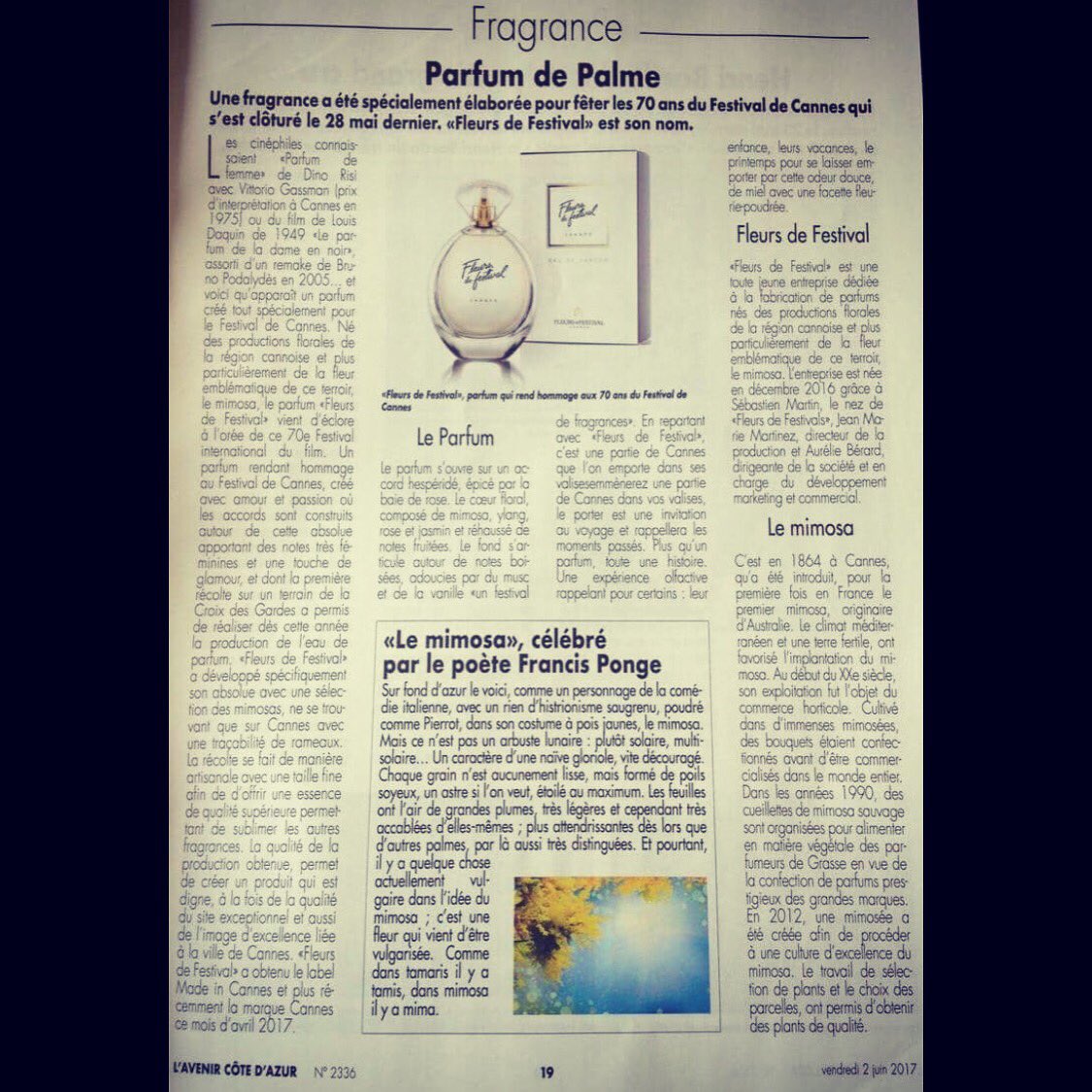 Nv relais #Presse pr le #Parfum cannois qui fait parler de lui !

Merci à <a href="/AvenirCazRedac/">L'Avenir Côte d'Azur</a> pour cet article sur #FleursDeFestival...

#Cannes