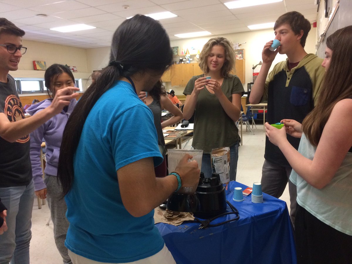 TwinxEntomo's tweet photo. Here are some classes trying some samples of smoothies with the @EntomoFarms cricket protein powder in them. https://t.co/a4Wui06NLd