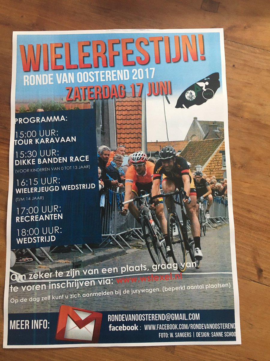 Zegt het voort, zegt het voort!! Ronde van Oosterend #texel 17 Juni! Koers in zijn puurste vorm! #wstexel <a href="/HRTCDOK/">HRTC DOK</a> <a href="/Cyclngteamtexel/">Cycling team Texel</a> 🚴🏻🚴🏻