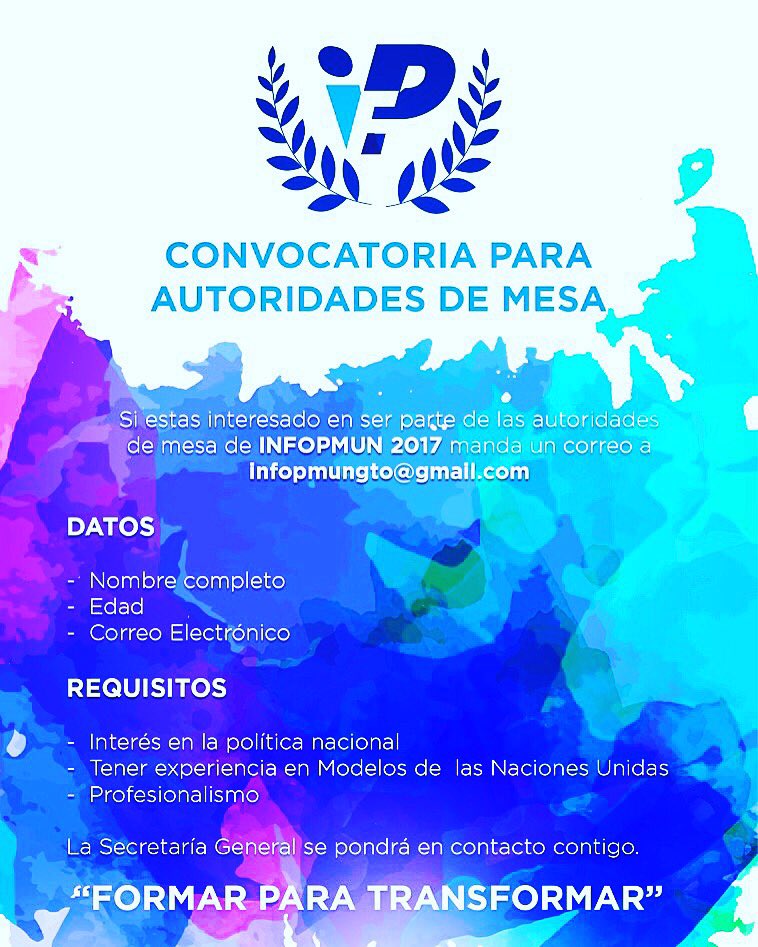 AJGuanajuato's tweet photo. Seguimos en busca de nuestras autoridades de mesa para el #InfopMUN ¡Participa!
#JóvenesXGto #FormaraParaTransformar https://t.co/BNt9JyTthy