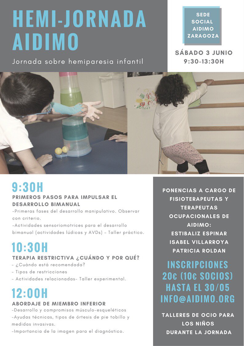 Roldan_Pediatr's tweet photo. Para las familias de niños con Hemiparesia, no os perdáis el taller práctico organizado para vosotros desde AIDIMO! #hemiAIDIMO https://t.co/LLJmxT1bOs