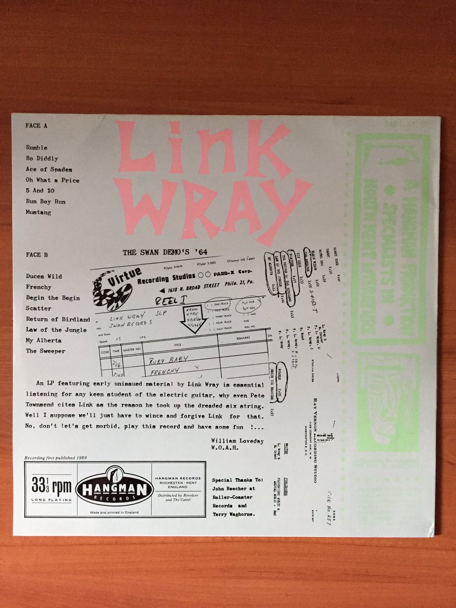 TheeEarlOfHell's tweet photo. @Link_Wray @ChildishInfo
'The Swan Demo's '64'.
#LinkWray #HangmanRecords
#BoxInTheLoft https://t.co/KW4H4ReTuu