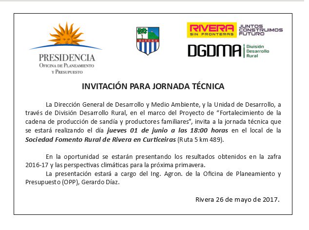 Desarrollo_IDR's tweet photo. Invitamos a todos los interesados en la tematica de referencia, a que concurran el 01/06/17 hora 18 al Local Curticeiras. https://t.co/U21wo3eVid