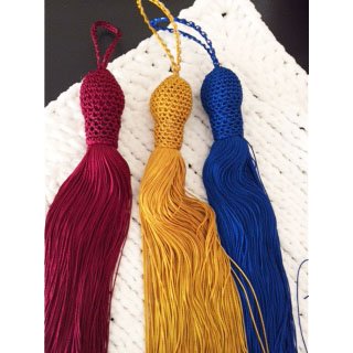 Some gorgeous and colourful tassels made by our talented customer Colette Nangle using our bright and beautiful yarn!