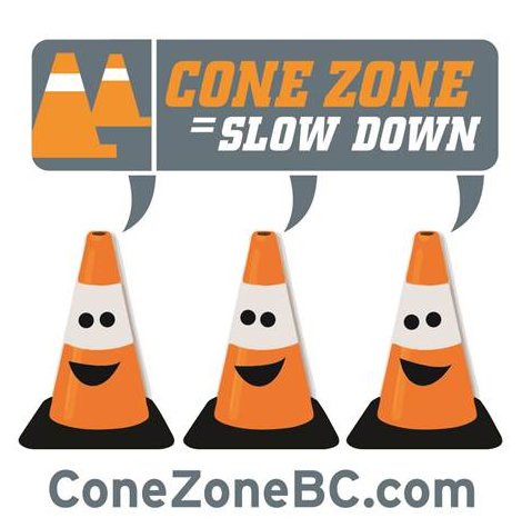 WorkSafeBC's tweet photo. Who works in the Cone Zone? Police, landscapers, flaggers – even the cable guy. Please slow down! #ConeZoneBC https://t.co/G11PwYIIX3
