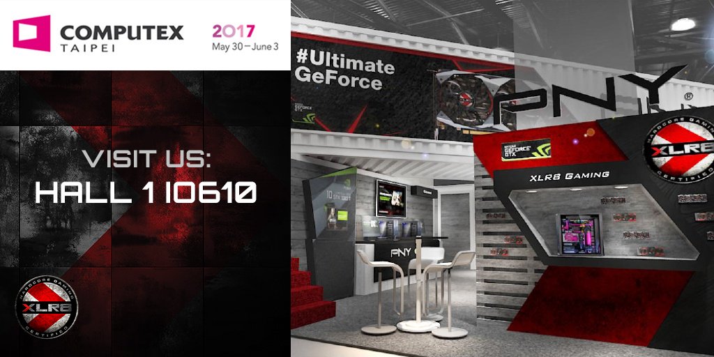 pnytechgaming's tweet photo. Get ready to experience VR and meet our XLR8 #UltimateGeforce at Computex in Taipei, from May 30th to June 1st.Visit us at Nangang 1F #I0610 https://t.co/njFhoDsVsn
