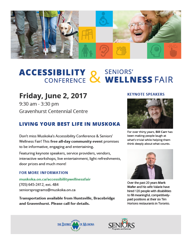 Don't miss: Accessibility Conference &amp; Seniors' Wellness Fair. Free all-day event, Fri June 2, Gravenhurst ow.ly/4ZJw30c7UjD