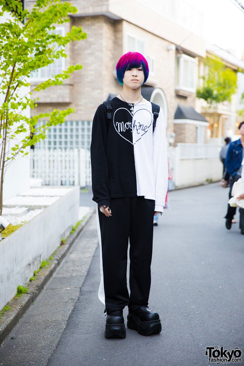 Tokyo Fashion on X: 17-yr-old Harajuku guy in Never Mind the XU, Morph8ne,  Demonia, Alice Black, Nyulycadelic & Vivienne Westwood #原宿    / X