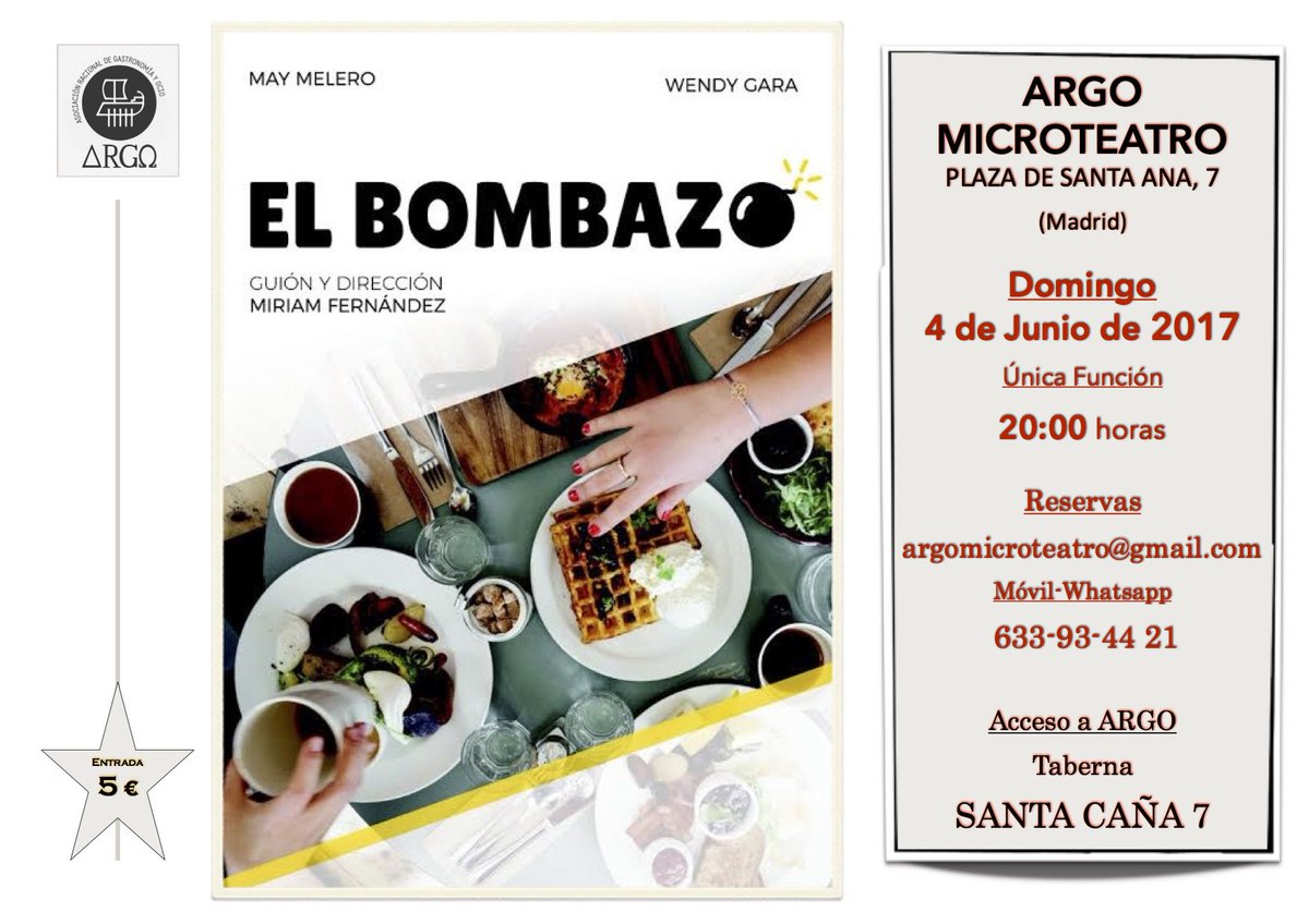 ArgoMicroteatro's tweet photo. Y el domingo... paseo, aperitivo y teatro del bueno. Un plan perfecto.
Te esperamos en el escondido del Barrio de las Letras. https://t.co/13R3XryUEX