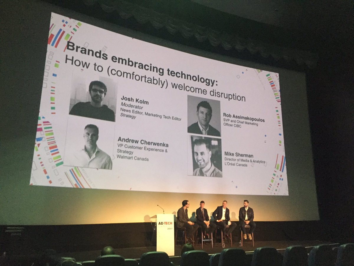 tweetsbykate88's tweet photo. #AdTech17 underway with Walmart, L'Oreal and CIBC discussing how they're embracing disruption @StrategyOnline https://t.co/YENIKZ2c80