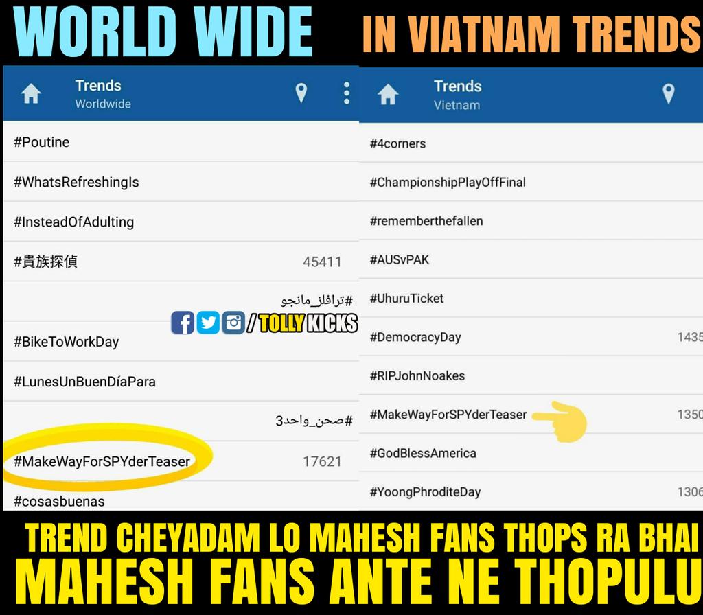 Maheshiantweets's tweet image. #MakeWayForSPYDerTeaser 
#SpyderTeaserOnMay31st Mahesh fans thops Ra bhai