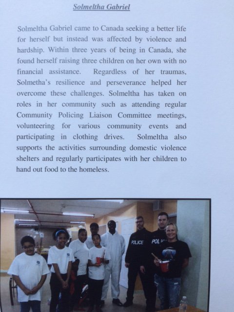 CopSmithTPS's tweet photo. Solmeltha Gabriel, the resilient Leading The Path Award Recipient! #LeadingthePath, #Victimsweek @marksaunderstps https://t.co/5psW8AqKlc