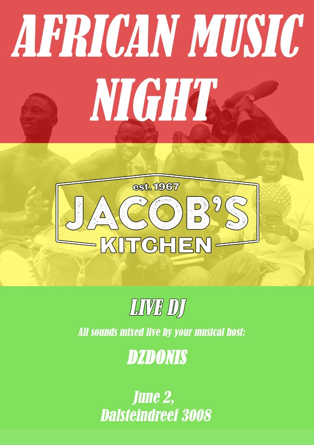 This Friday Dzdonis will again visit Jacob's Kitchen with his live music! Swing by after 18.00 to listen to the African beats!