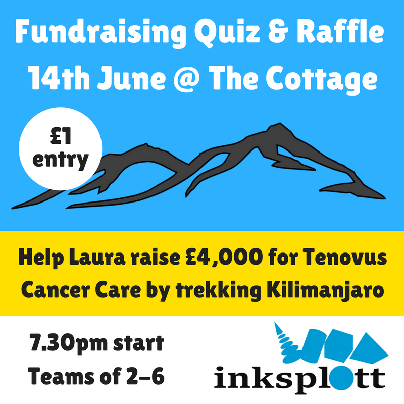 inksplott's tweet photo. Pit your wits against your fellow #Splottlanders & help local lass Laura raise money for @tenovuscancer Read more: https://t.co/011S3FcscC https://t.co/CIPoiAuGCr