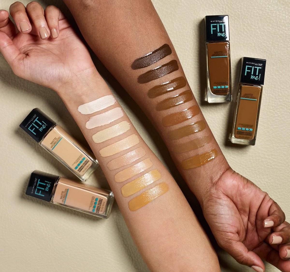 We launched 16 NEW shades of our #FitMeFoundation! 👊🏻👊🏼👊🏽👊🏾👊🏿 Available online at all Maybelline retailers and in-store only at <a href="/Walmart/">Walmart</a>.