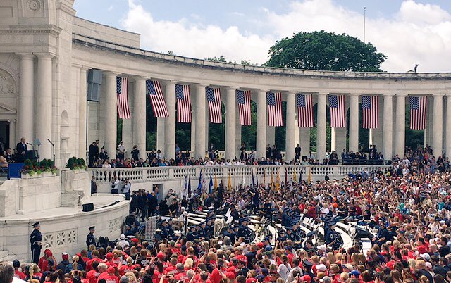 VP45's tweet photo. Moving ceremony at Arlington National Cemetery with @POTUS remembering those brave souls who paid the ultimate sacrifice for freedom. https://t.co/kXiu6uz5zl