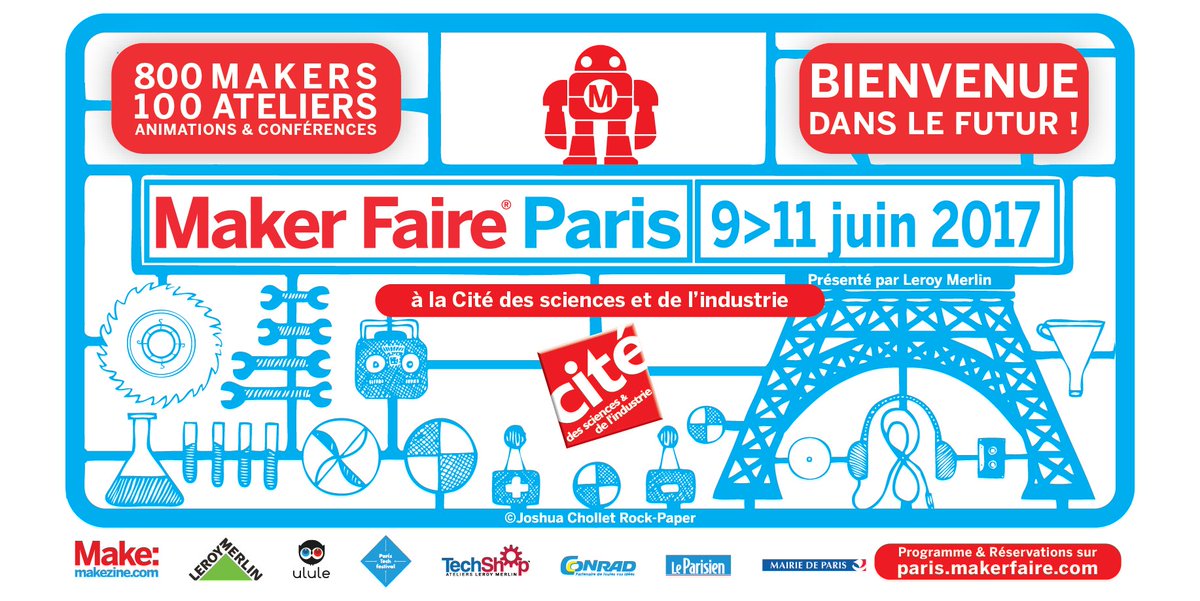 r2koop's tweet photo. On sera à @MakerFaireParis chez @citedessciences du 9 au 11 juin prochains. Et toi ? https://t.co/aNRXA2HsWo

#MFP17 #Maker #Soon https://t.co/kqjBxTeAEc