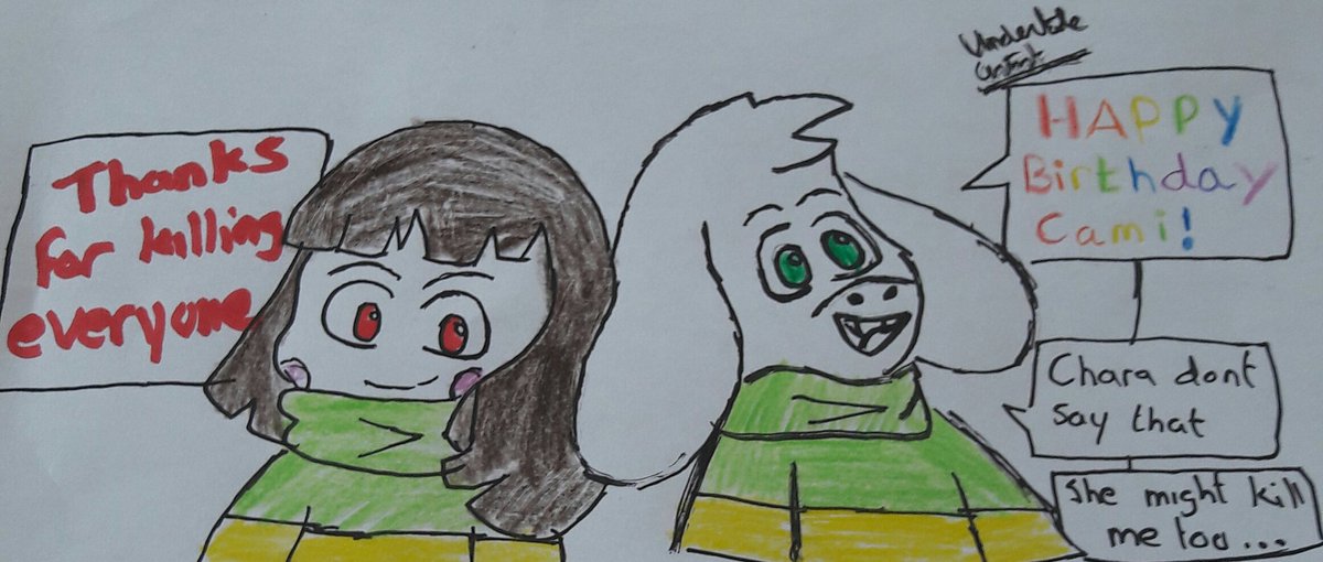 ArtistUndertale's tweet photo. Happy birthday cami thanks for making really really good animations I hope you have the best birthday 

#Happybirthdaycamila https://t.co/5DYP9nNTed