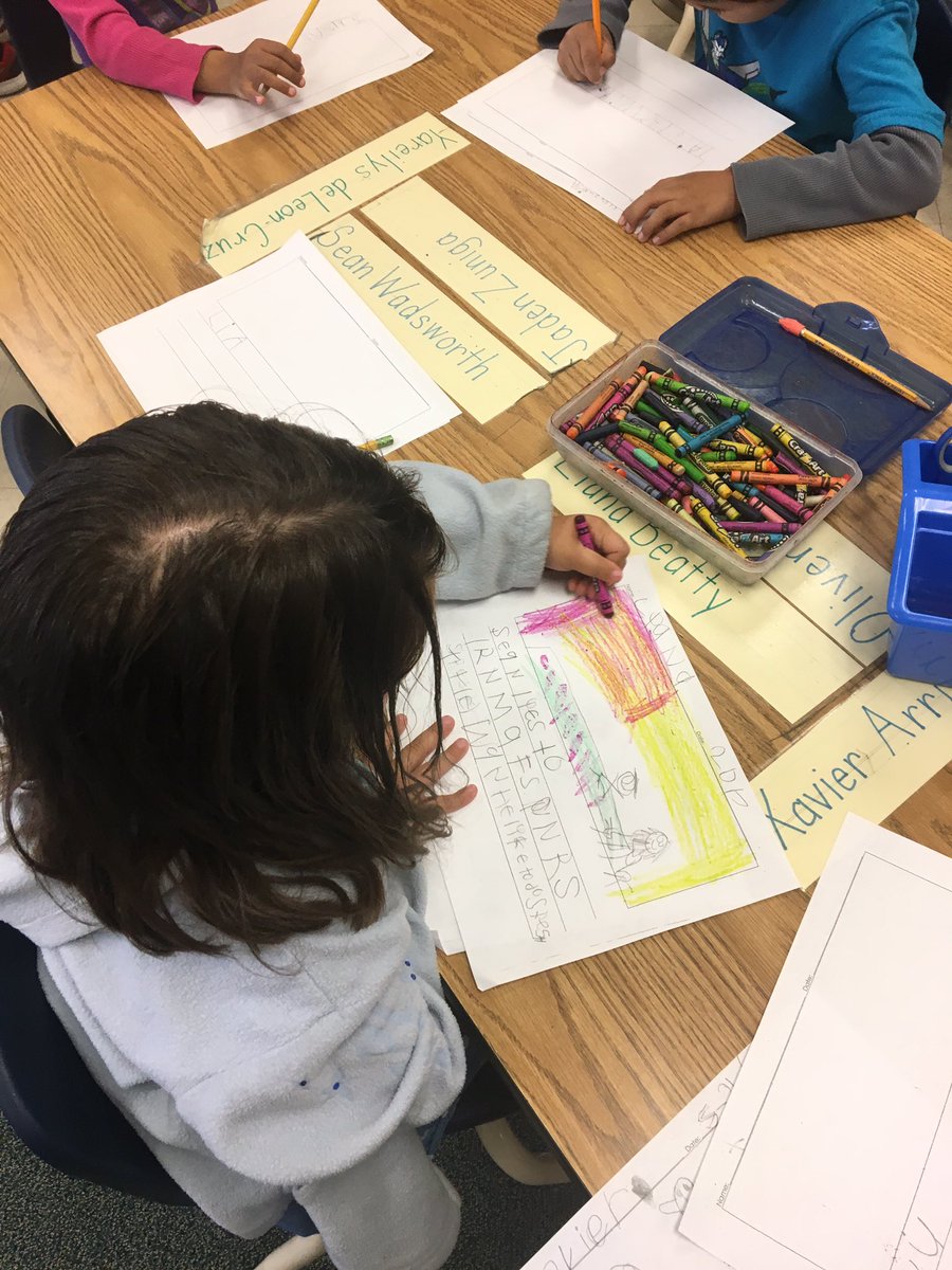 kelsteravery's tweet photo. Being a Writer w/Mrs. Stewart's Kinders #howl4hves @CollabClassroom @REL_West @WCSDCurriculum May 23 https://t.co/gU1WEyGaNt