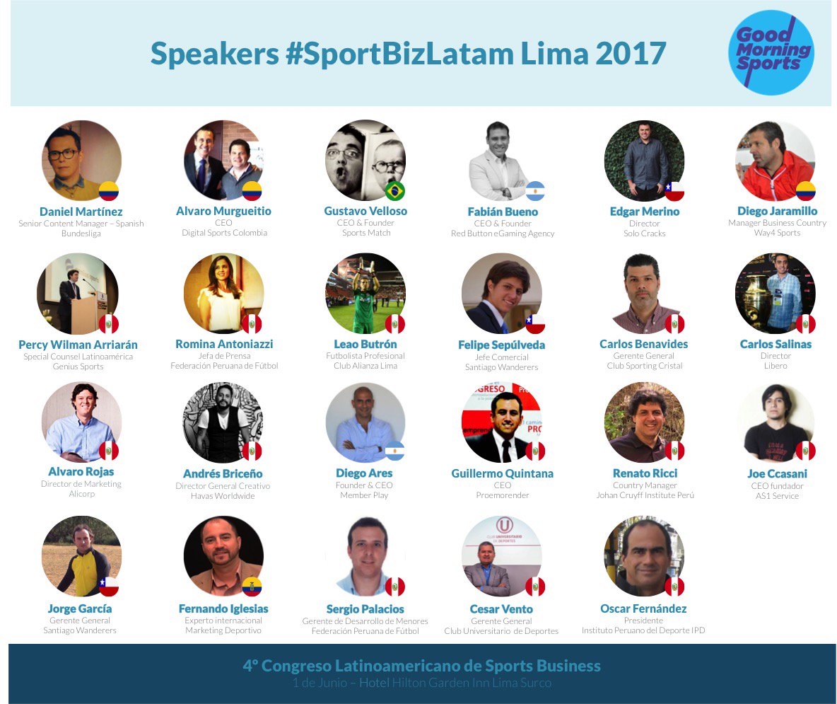 GMorningSports's tweet photo. Gran expectativa con la agenda de este Jueves en SportBizLatam Lima! Ponentes VIP y los temas de mayor actualidad! 👉
https://t.co/H99VKT6Gjw https://t.co/Sny0iMnCf6