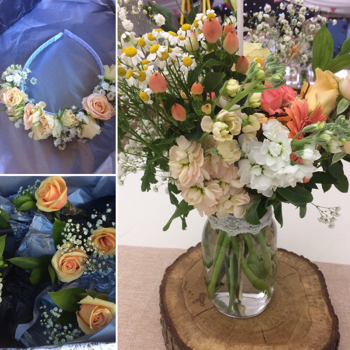 StephsFlowerB's tweet photo. Peach/Coral themed wedding this weekend in #Norfolk #weddingflorist #weddingflowers #weddingflowercrown #flowerband #peachflowers #wedding https://t.co/tkuXu1bFzL
