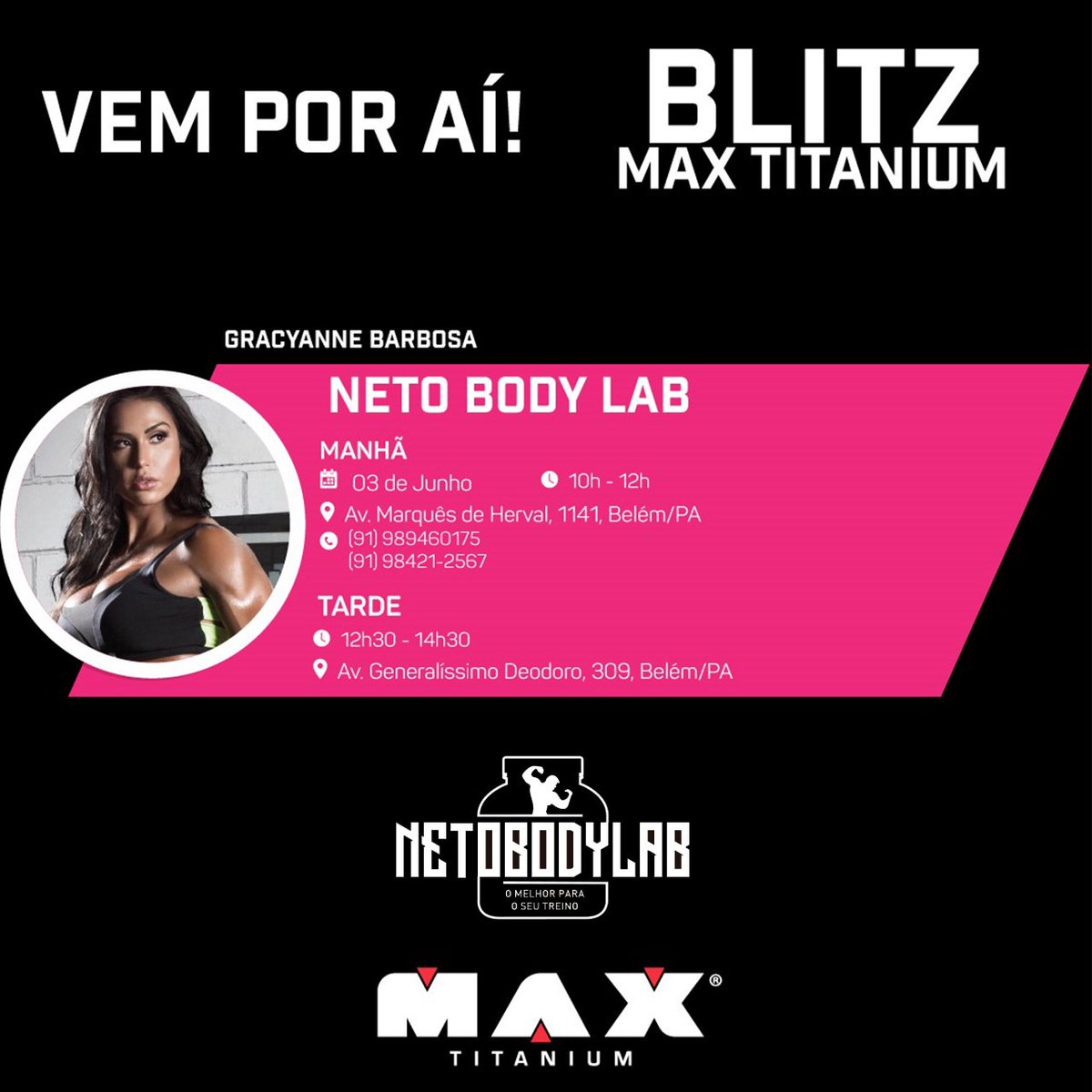 max_titanium's tweet photo. #BlitzMaxTitanium! A @graoficial estará na @netobodylab nesse Sábado! Não percam. 😍 #MaxTitanium https://t.co/VLmR8po0K2