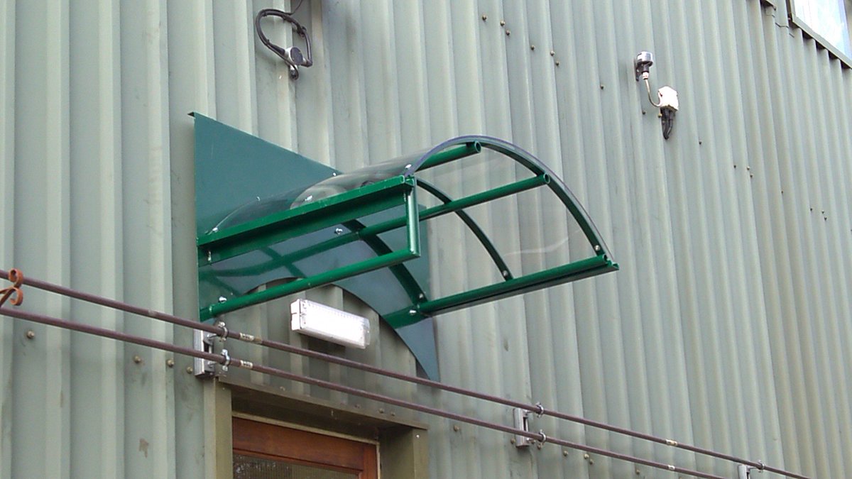 New powder coated and glazed entrance canopies installed at Eurilait, Evercreech, Somerset